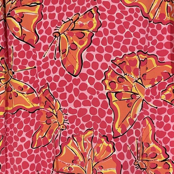 Lilly Pulitzer Butterfly Silk Dress Size 2 Sleeveless V-Neck Pink Knee Length - Picture 5 of 8